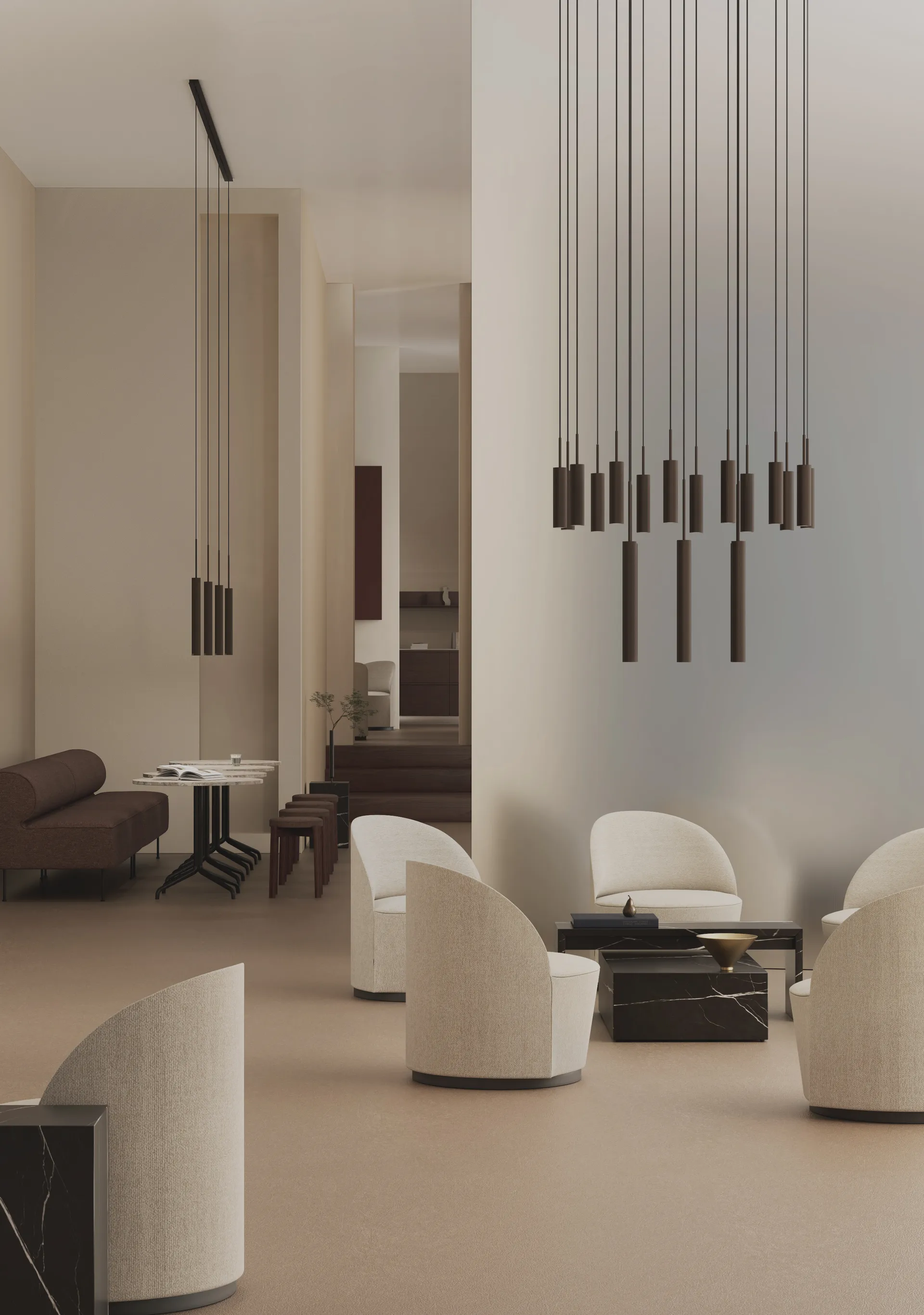 Lámpara de araña Tubulaire 20, Anodized bronzed Audo Copenhagen