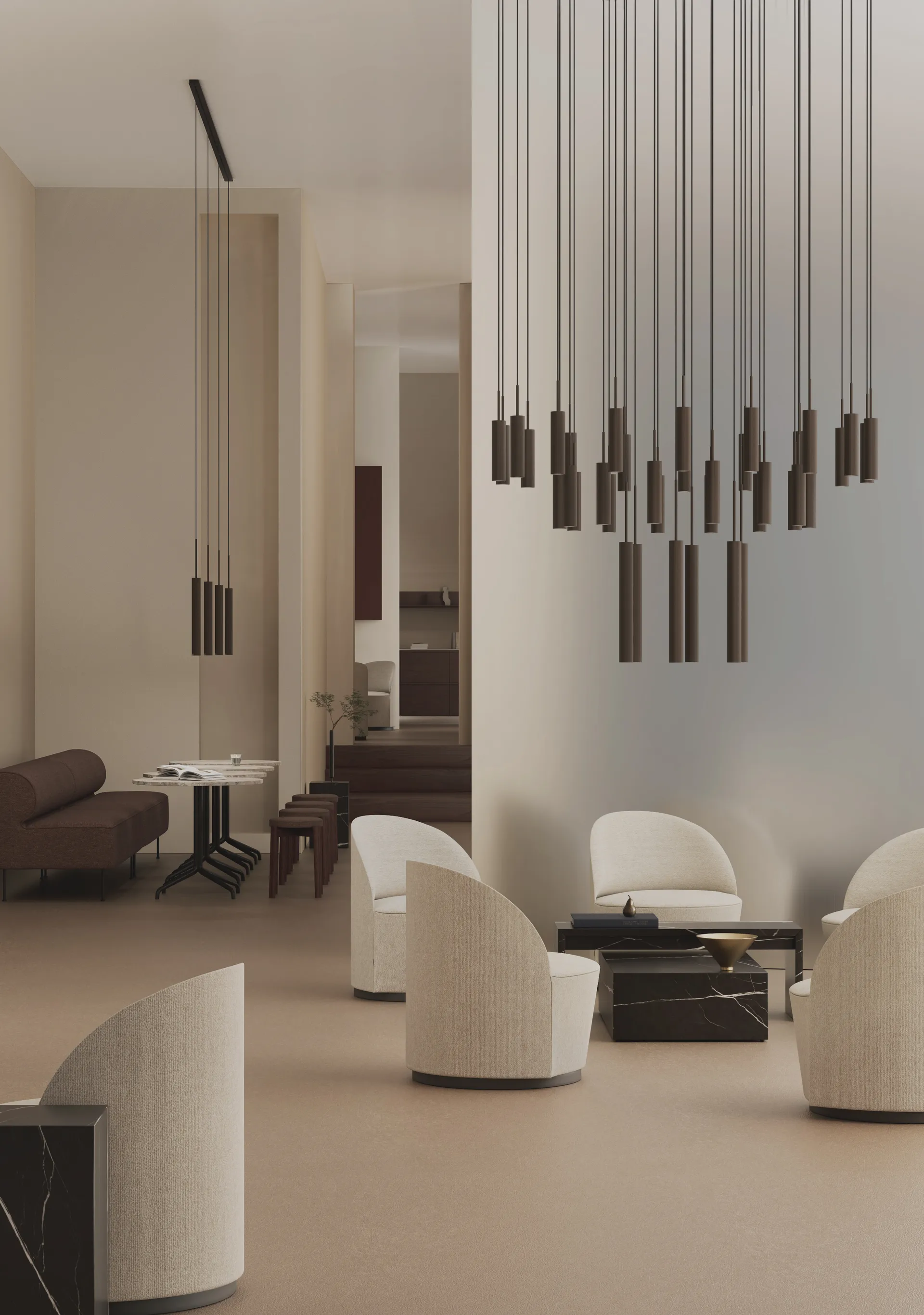 Lámpara de araña Tubulaire 38, Anodized bronzed Audo Copenhagen