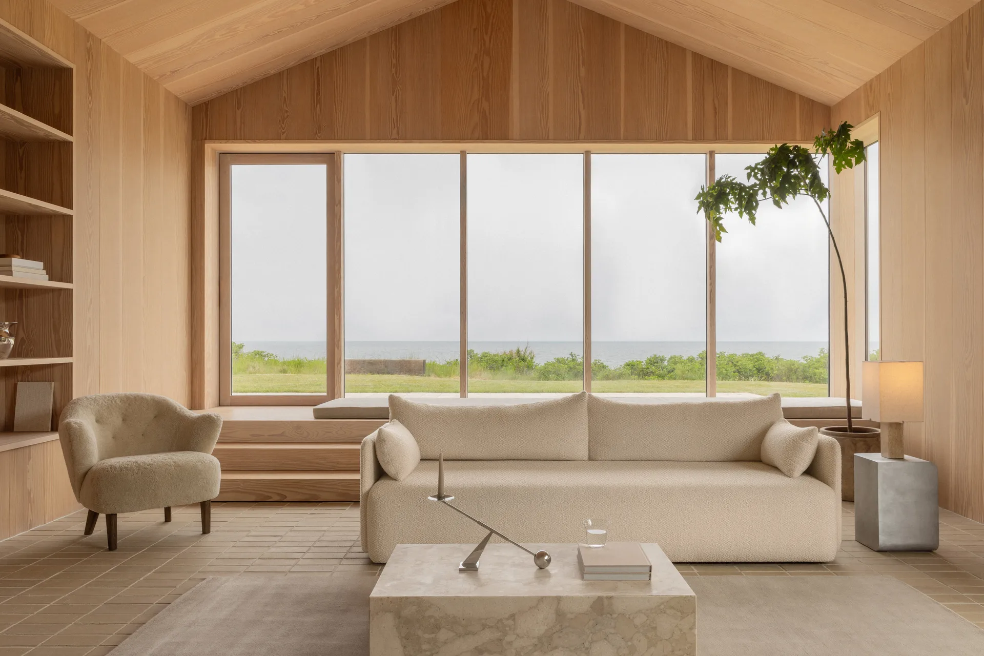 Lámpara de mesa Nonna 49 cm, Travertino-arena Audo Copenhagen