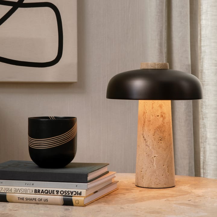 Lámpara de mesa Reverse 30 cm, Travertino-latón bronceado Audo Copenhagen