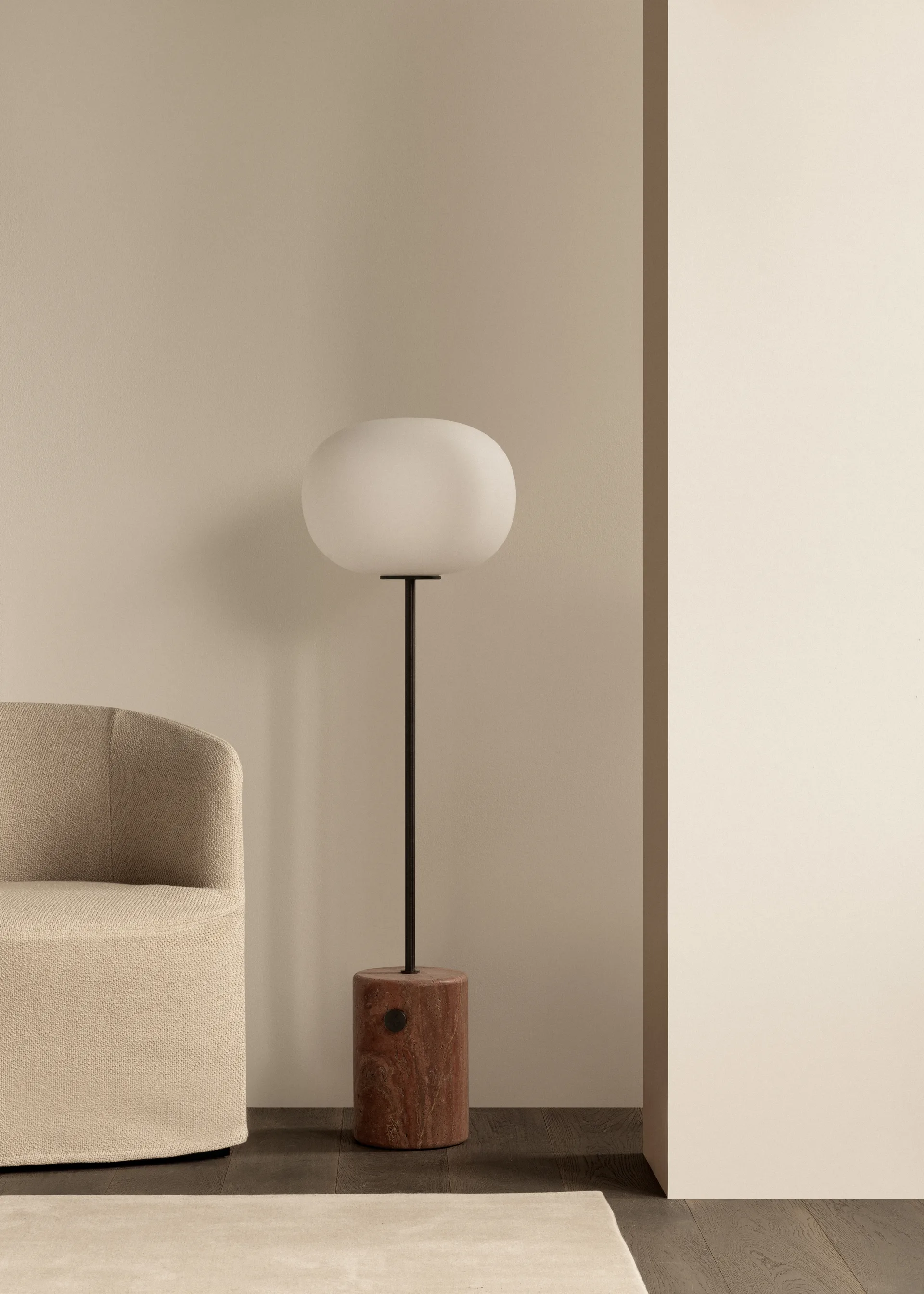 Lámpara de pie JWDA, Red travertine, 130 cm Audo Copenhagen