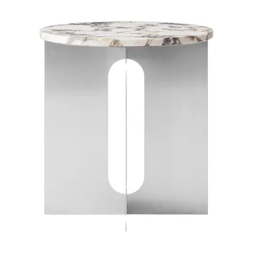 Mesa auxiliar Androgyne - Calacatta Viola mármol-acero cepillado, Ø42 cm - Audo Copenhagen