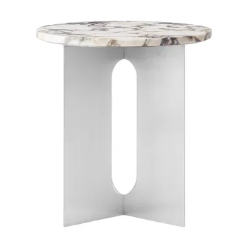 Mesa auxiliar Androgyne - Calacatta Viola mármol-acero cepillado, Ø42 cm - Audo Copenhagen
