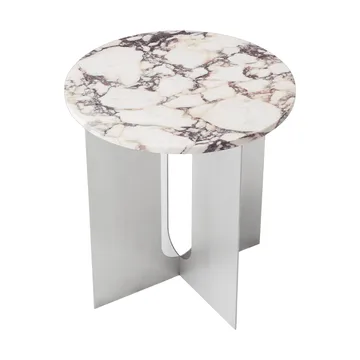 Mesa auxiliar Androgyne - Calacatta Viola mármol-acero cepillado, Ø42 cm - Audo Copenhagen