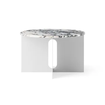 Mesa auxiliar Androgyne - Calacatta Viola mármol-acero cepillado, Ø65 cm - Audo Copenhagen