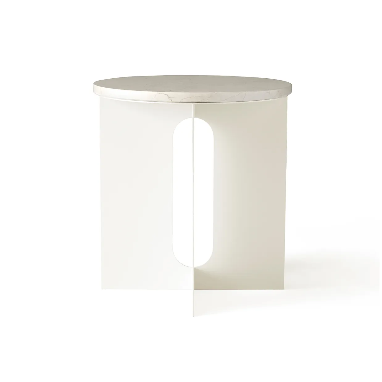 Mesa auxiliar Androgyne, Calacatta Viola mármol-ivory acero, Ø42 cm Audo Copenhagen