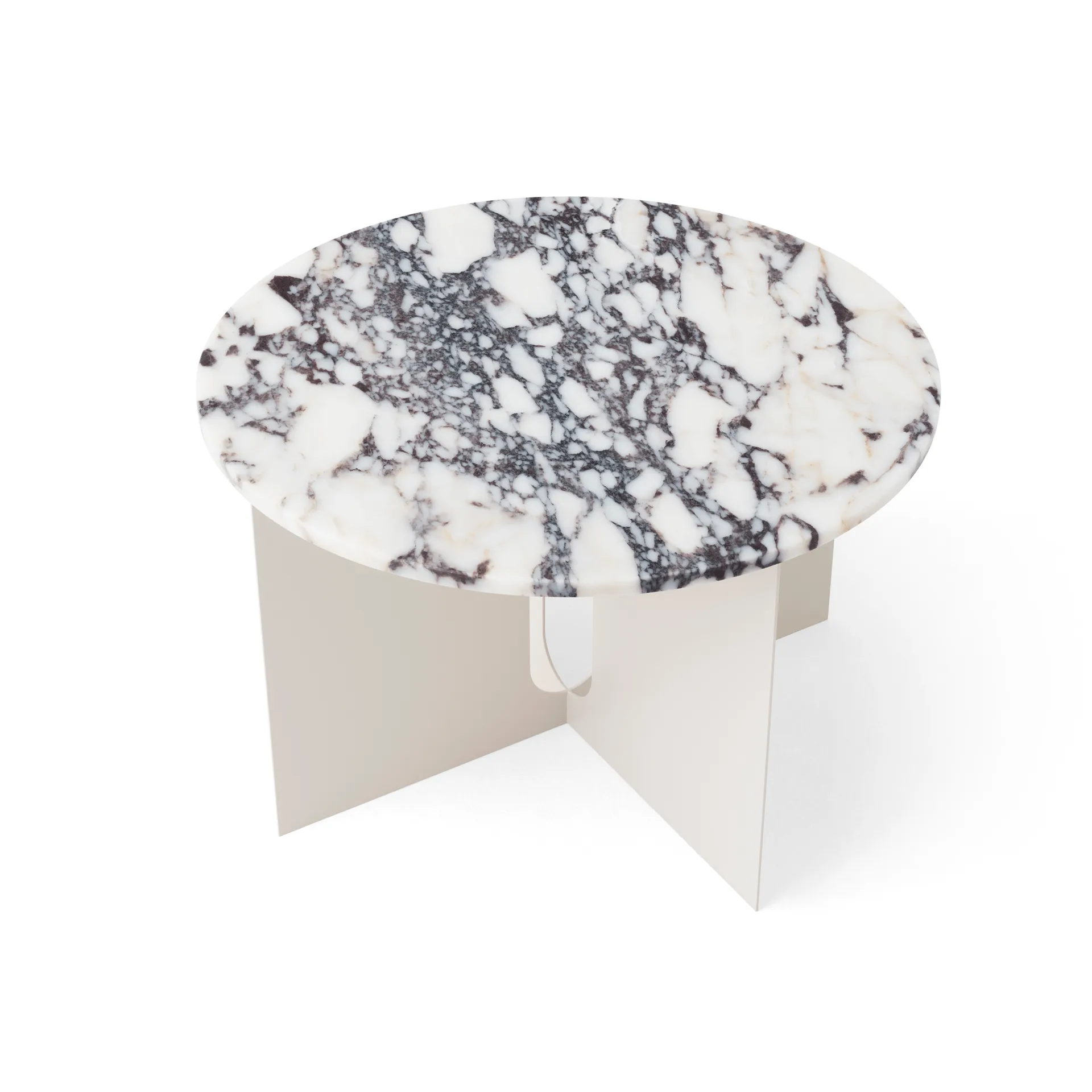 Mesa auxiliar Androgyne, Calacatta Viola mármol-ivory acero, Ø65 cm Audo Copenhagen