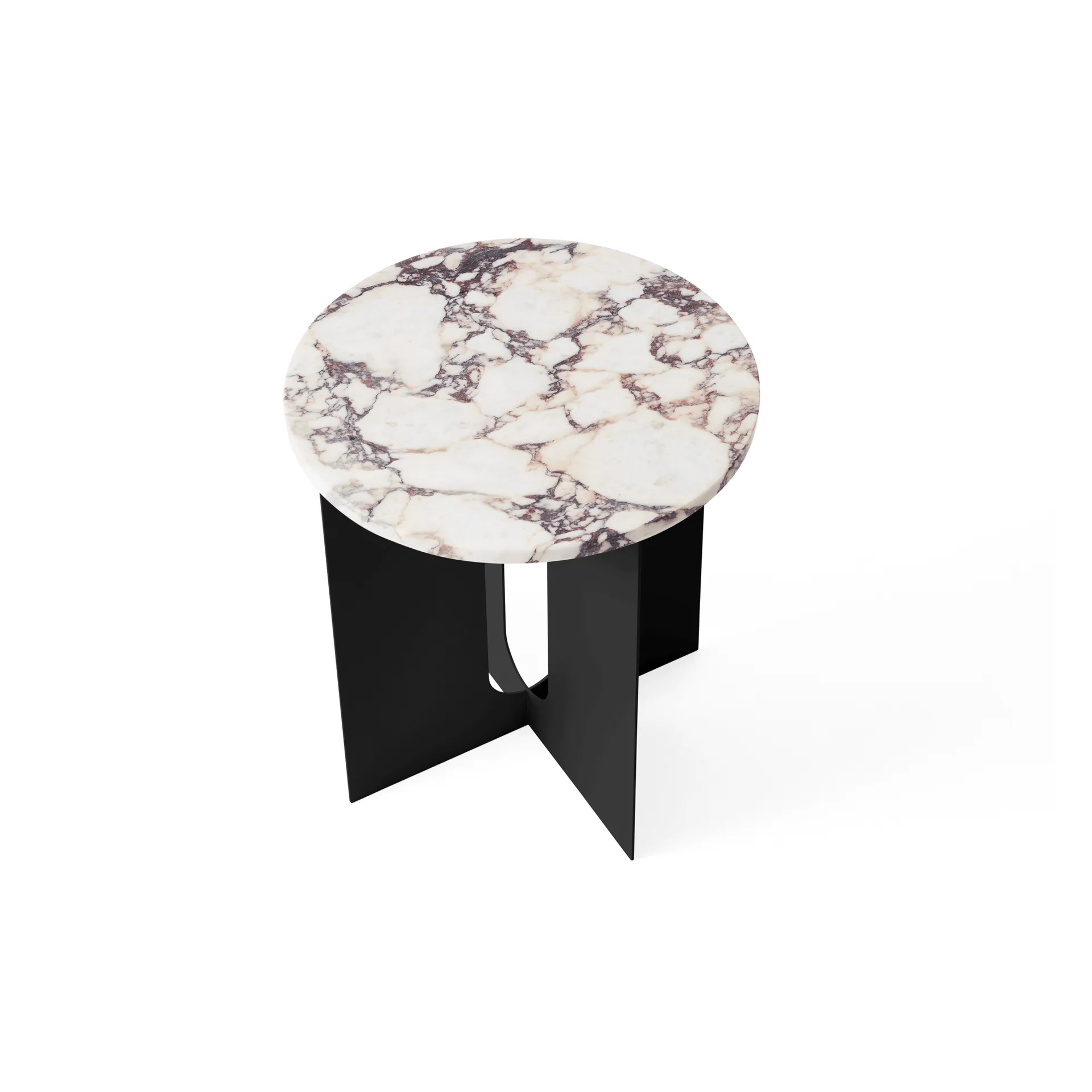 Mesa auxiliar Androgyne, Calacatta Viola mármol-negro acero, Ø42 cm Audo Copenhagen