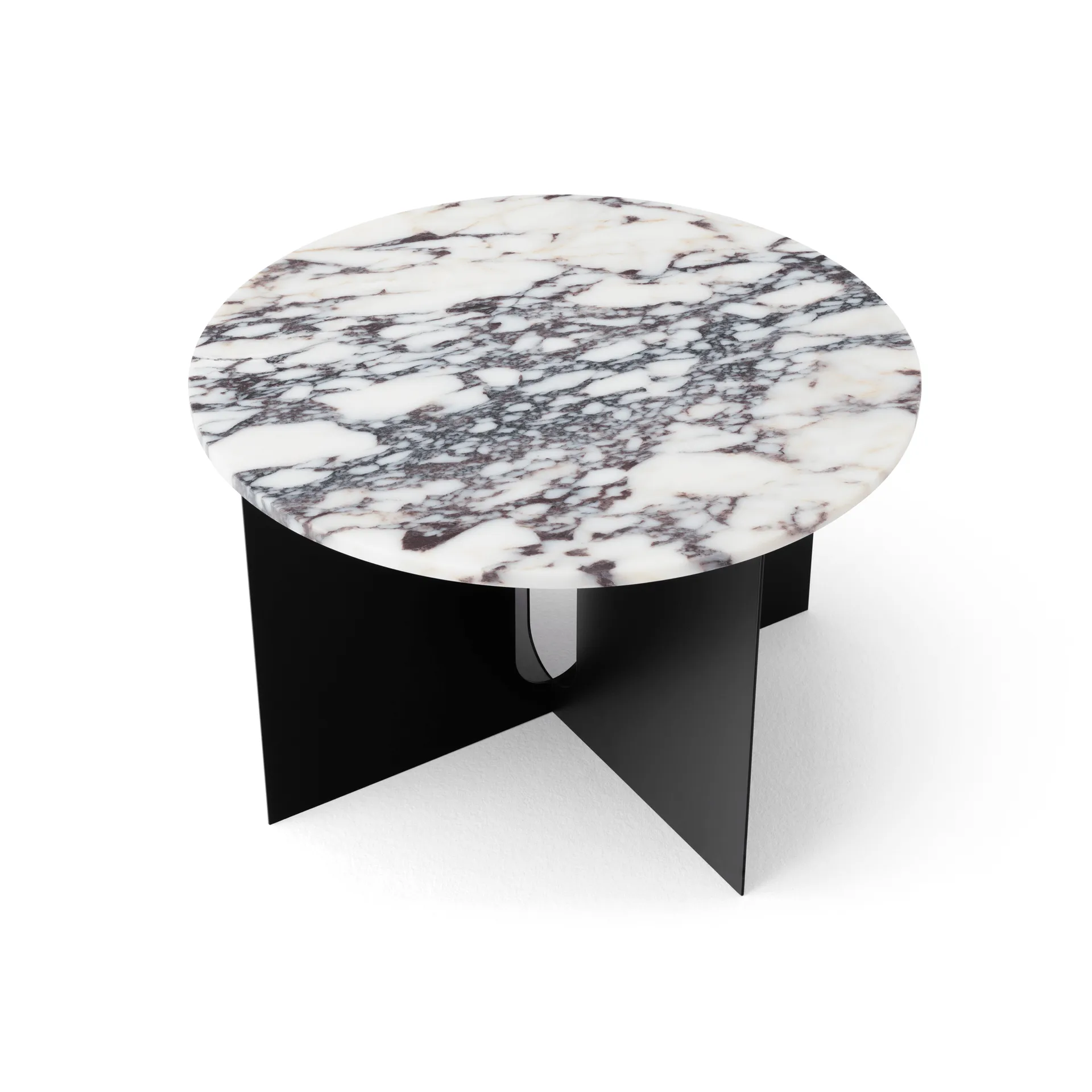 Mesa auxiliar Androgyne, Calacatta Viola mármol-negro acero, Ø65 cm Audo Copenhagen