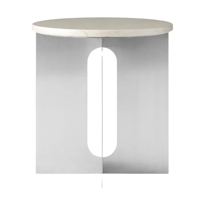 Mesa auxiliar Androgyne - Crystal Rose mármol-acero cepillado, Ø42 cm - Audo Copenhagen