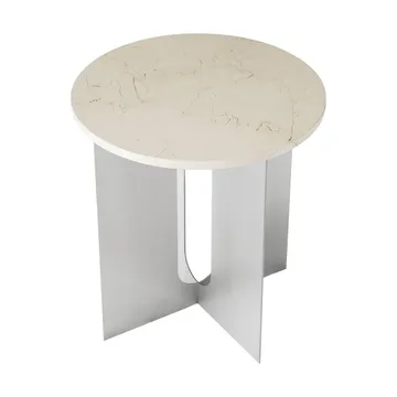 Mesa auxiliar Androgyne - Crystal Rose mármol-acero cepillado, Ø42 cm - Audo Copenhagen