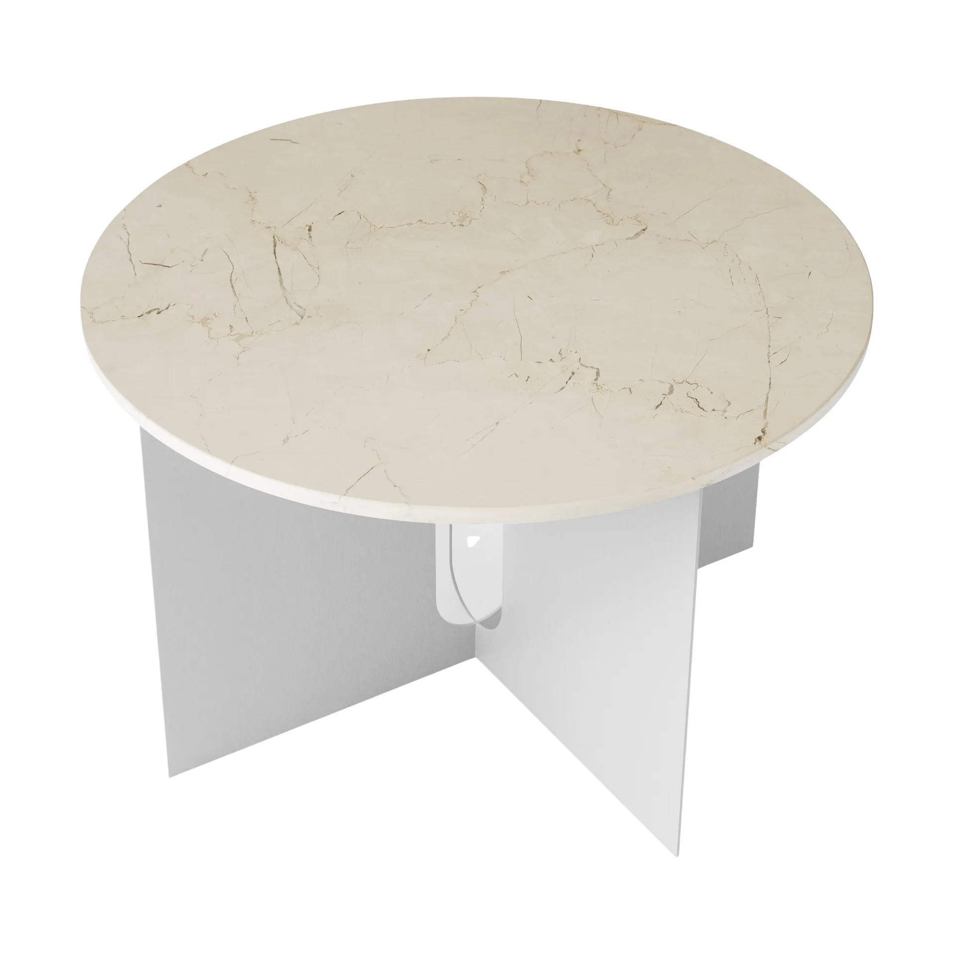 Mesa auxiliar Androgyne, Crystal Rose mármol-acero cepillado, Ø65 cm Audo Copenhagen