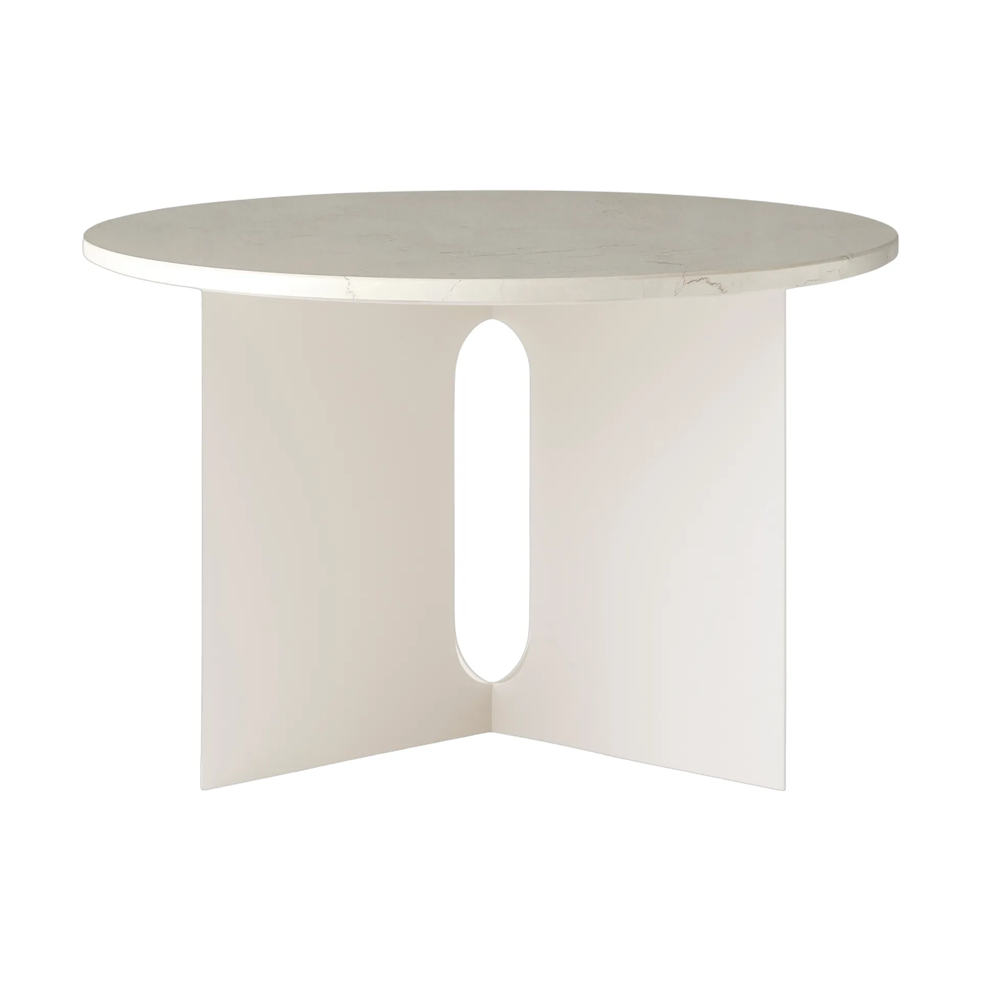 Mesa auxiliar Androgyne, Crystal Rose mármol-ivory acero, Ø65 cm Audo Copenhagen