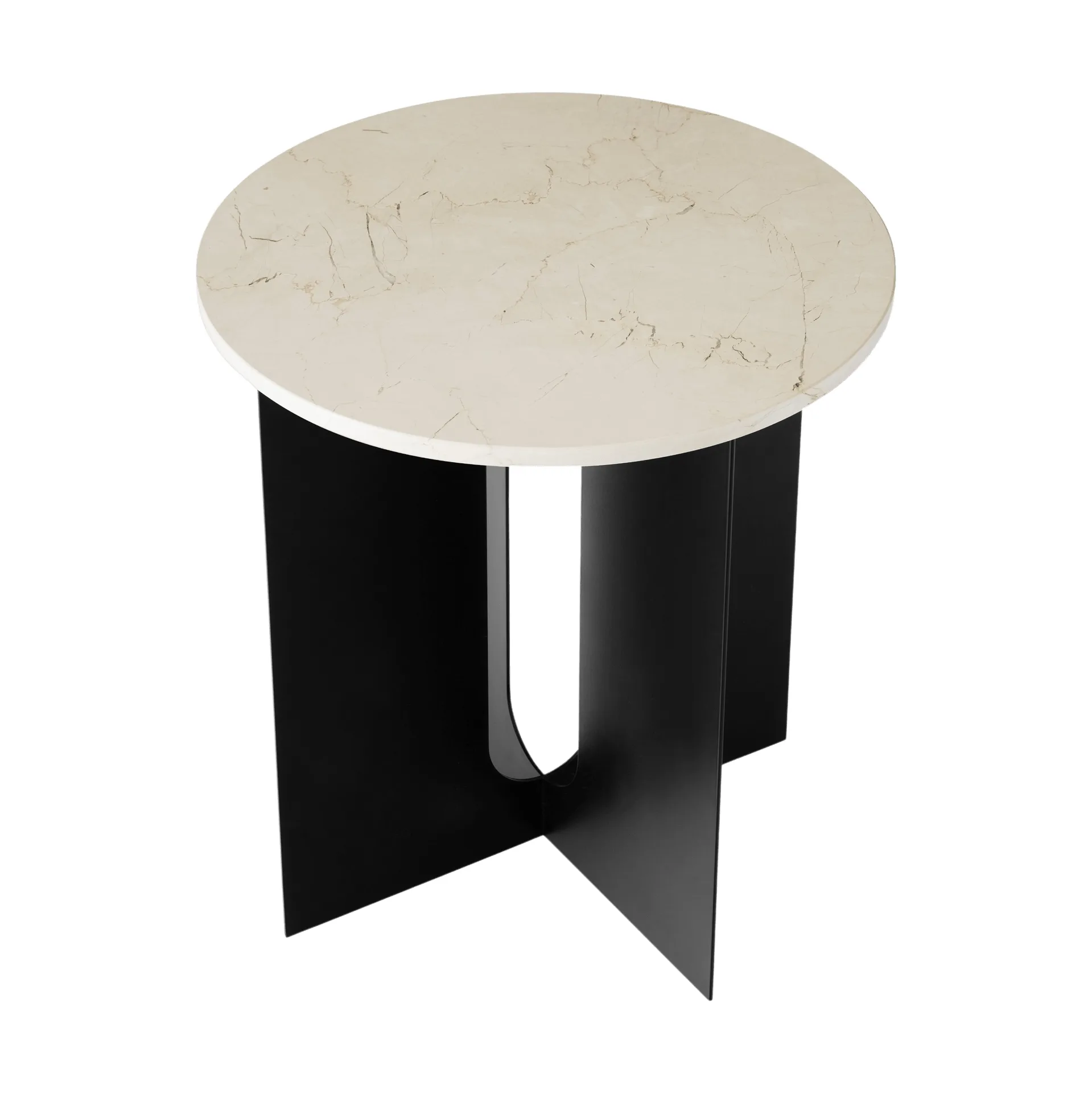 Mesa auxiliar Androgyne, Crystal Rose mármol-negro acero, Ø42 cm Audo Copenhagen