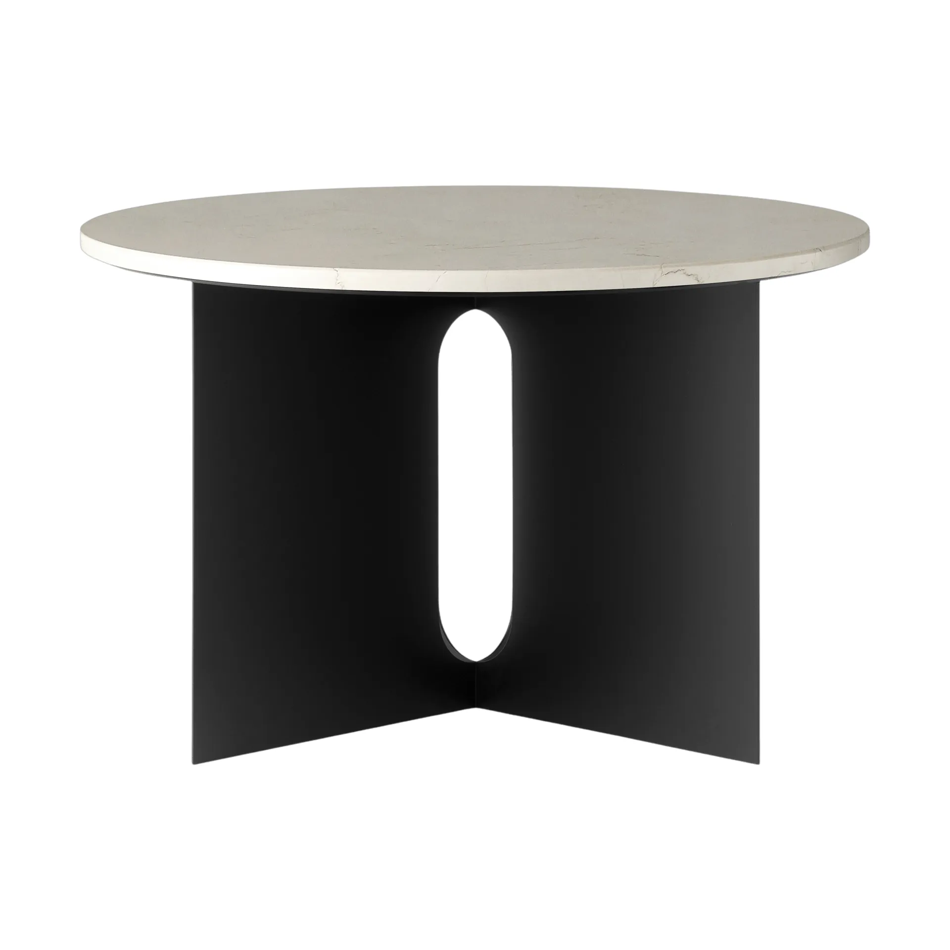 Mesa auxiliar Androgyne, Crystal Rose mármol-negro acero, Ø65 cm Audo Copenhagen