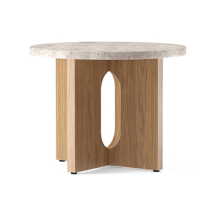 Mesa Auxiliar Androgyne de roble Ø50 cm, Tablero Kunis Breccia Audo Copenhagen
