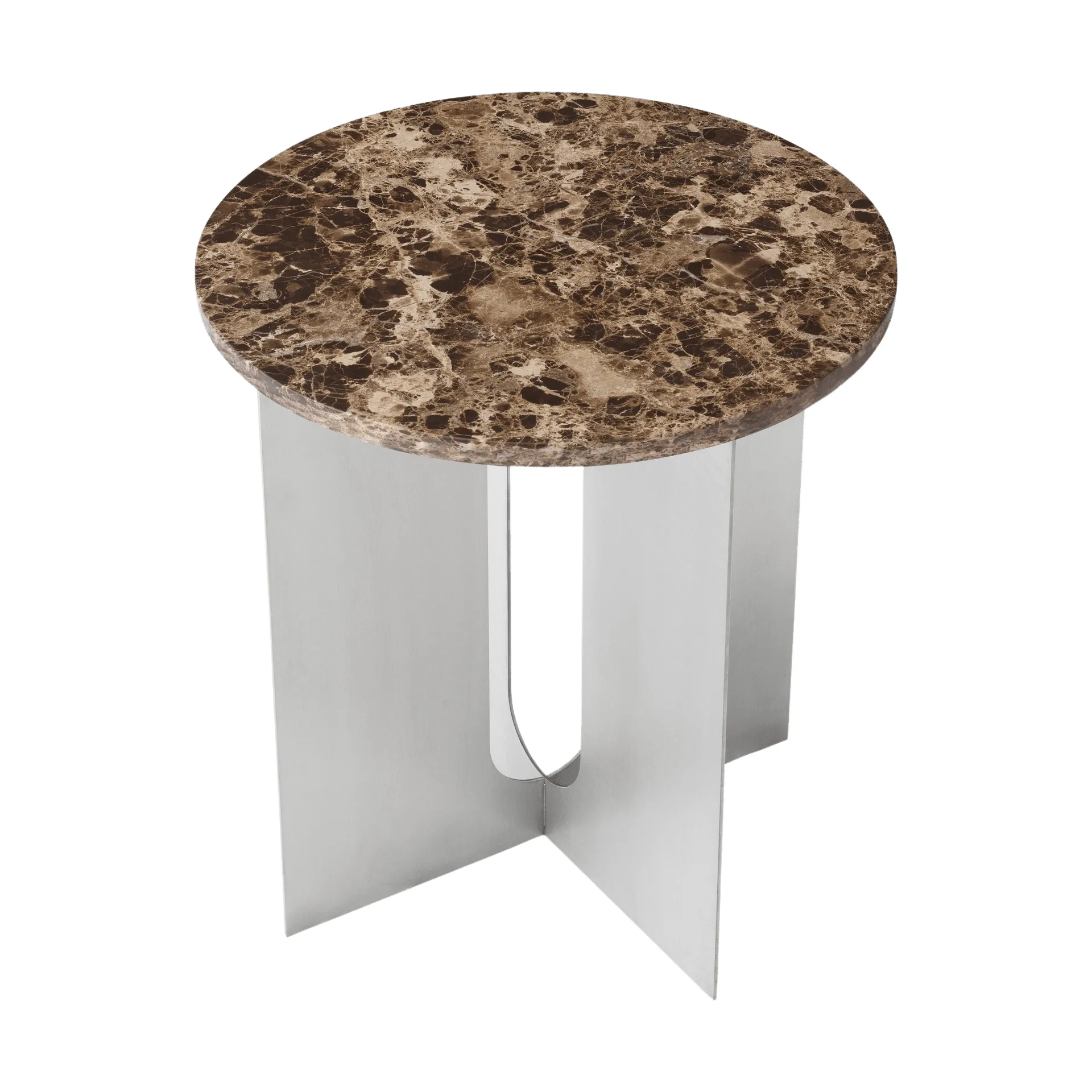 Mesa auxiliar Androgyne, Emperador mármol-acero cepillado, Ø42 cm Audo Copenhagen