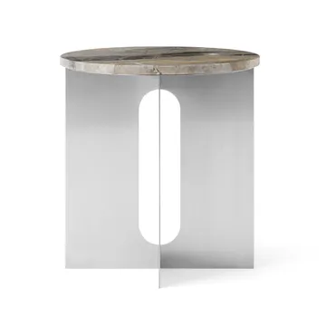 Mesa auxiliar Androgyne - Grey Galaxy mármol-acero cepillado, Ø42 cm - Audo Copenhagen