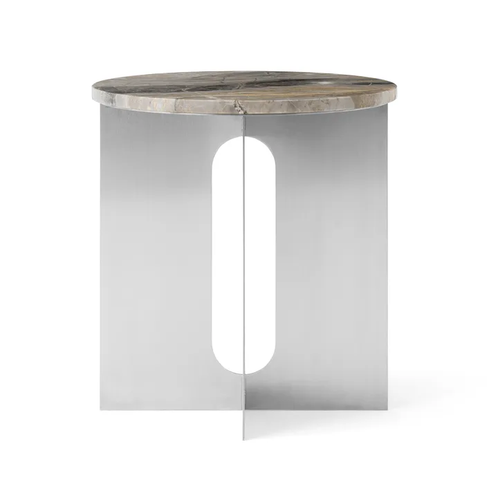 Mesa auxiliar Androgyne - Grey Galaxy mármol-acero cepillado, Ø42 cm - Audo Copenhagen