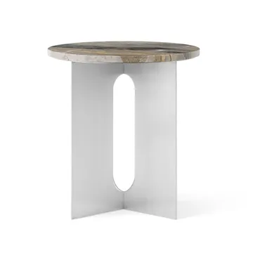 Mesa auxiliar Androgyne - Grey Galaxy mármol-acero cepillado, Ø42 cm - Audo Copenhagen