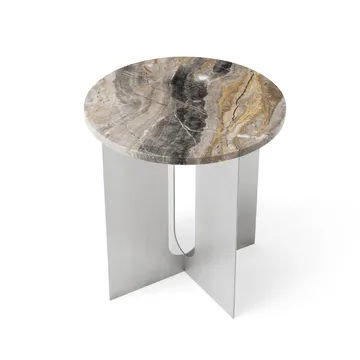 Mesa auxiliar Androgyne - Grey Galaxy mármol-acero cepillado, Ø42 cm - Audo Copenhagen
