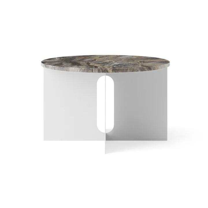 Mesa auxiliar Androgyne - Grey Galaxy mármol-acero cepillado, Ø65 cm - Audo Copenhagen
