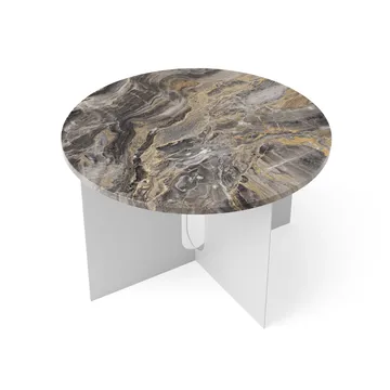 Mesa auxiliar Androgyne - Grey Galaxy mármol-acero cepillado, Ø65 cm - Audo Copenhagen