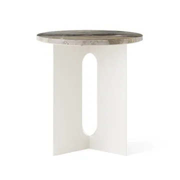 Mesa auxiliar Androgyne - Grey Galaxy mármol-ivory acero, Ø42 cm - Audo Copenhagen
