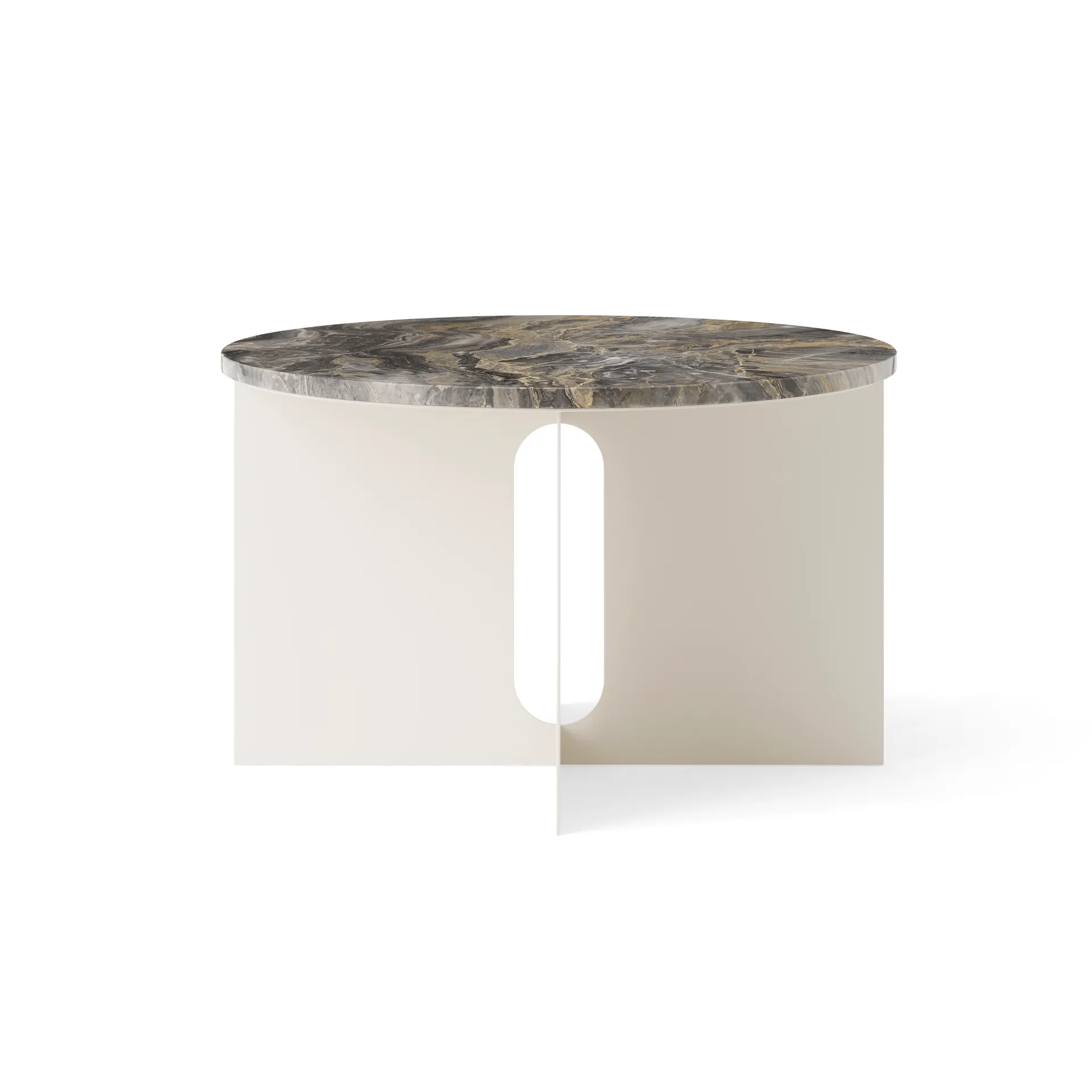 Mesa auxiliar Androgyne, Grey Galaxy mármol-ivory acero, Ø65 cm Audo Copenhagen