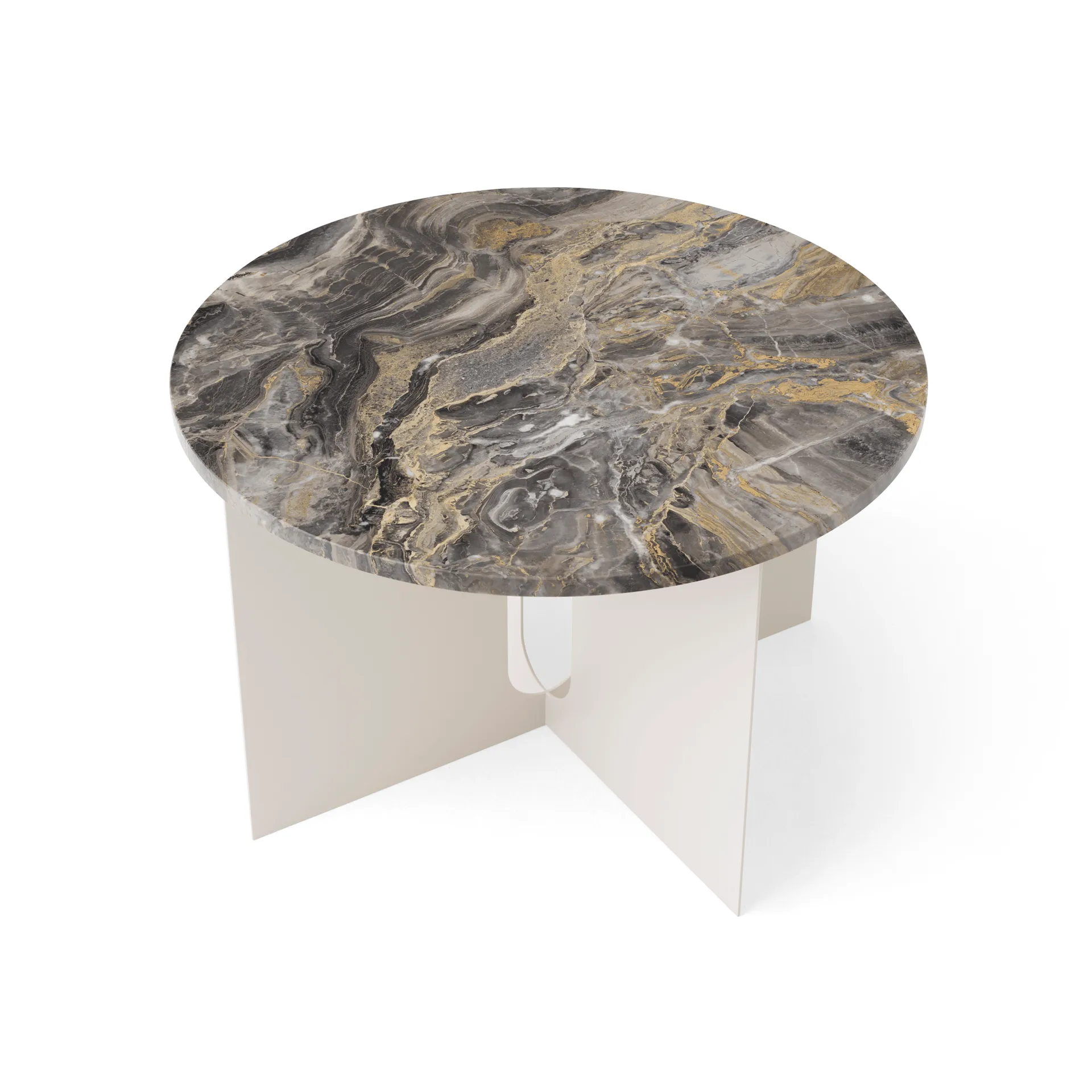 Mesa auxiliar Androgyne, Grey Galaxy mármol-ivory acero, Ø65 cm Audo Copenhagen
