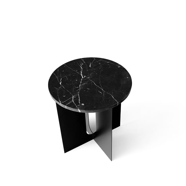 Mesa auxiliar Androgyne - Marble black, ø42 cm, base de acero en color negro - Audo Copenhagen