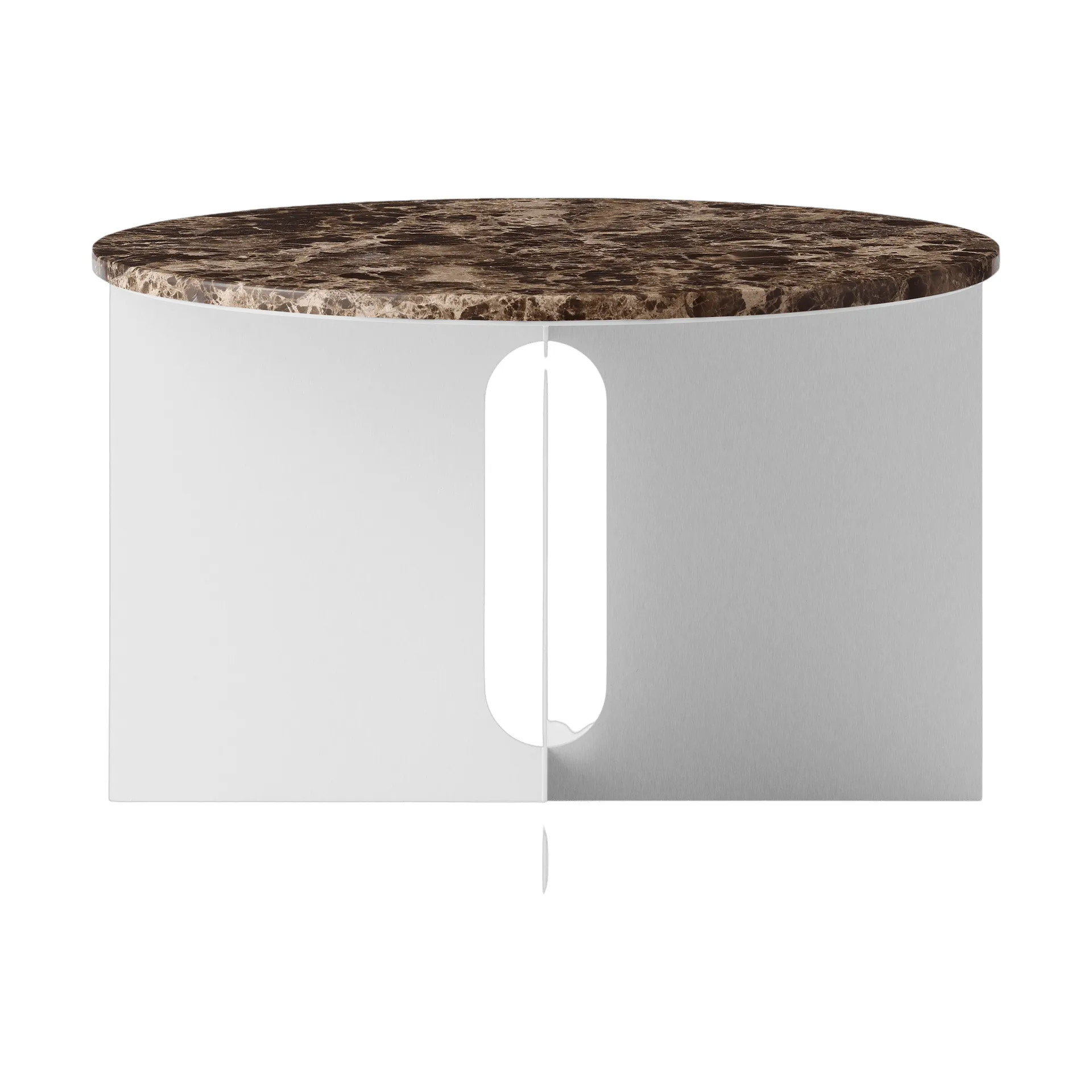 Mesa auxiliar Androgyne, Mármol Emperador-acero cepillado, Ø65 cm Audo Copenhagen