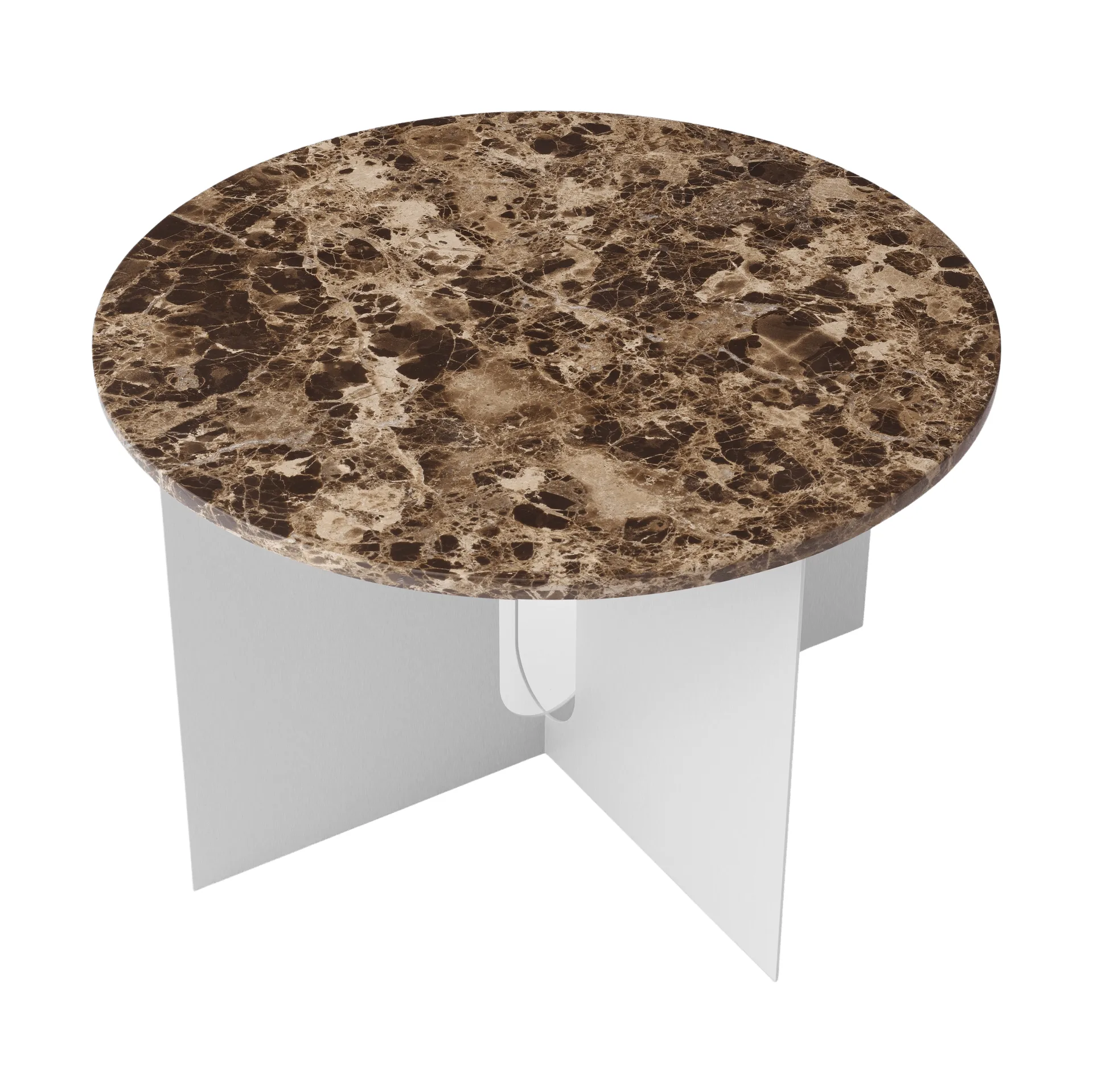 Mesa auxiliar Androgyne, Mármol Emperador-acero cepillado, Ø65 cm Audo Copenhagen