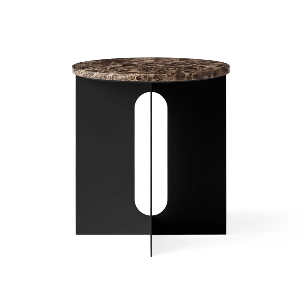 Mesa auxiliar Androgyne, Mármol Emperador-acero negro, Ø42 cm Audo Copenhagen