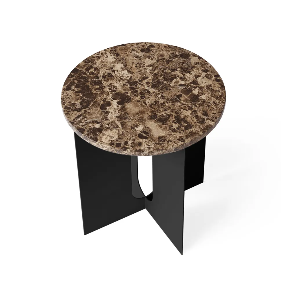 Mesa auxiliar Androgyne, Mármol Emperador-acero negro, Ø42 cm Audo Copenhagen
