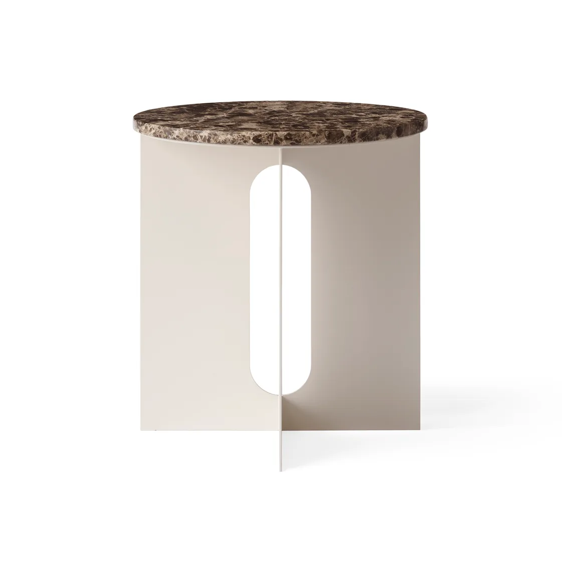 Mesa auxiliar Androgyne, Mármol Emperador-ivory acero, Ø42 cm Audo Copenhagen