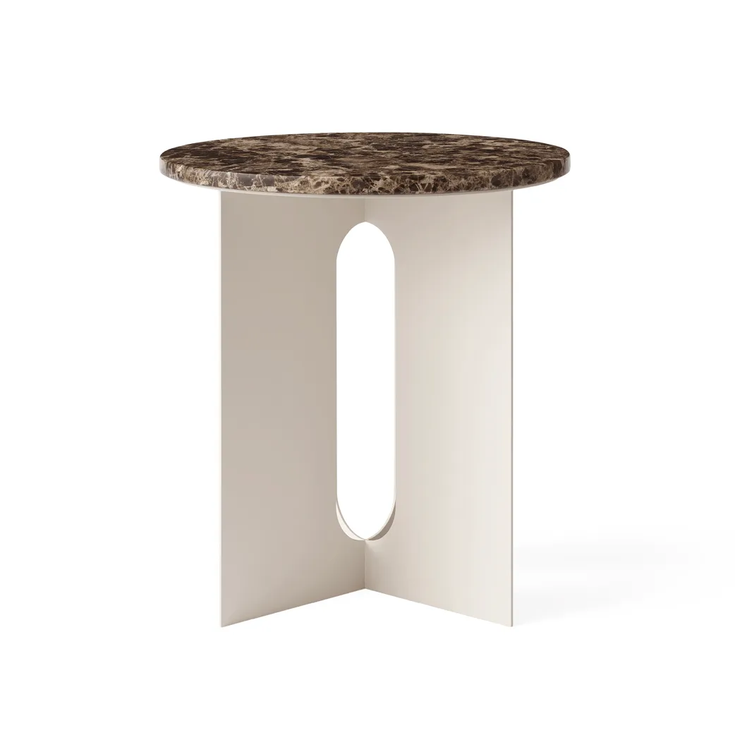 Mesa auxiliar Androgyne, Mármol Emperador-ivory acero, Ø42 cm Audo Copenhagen