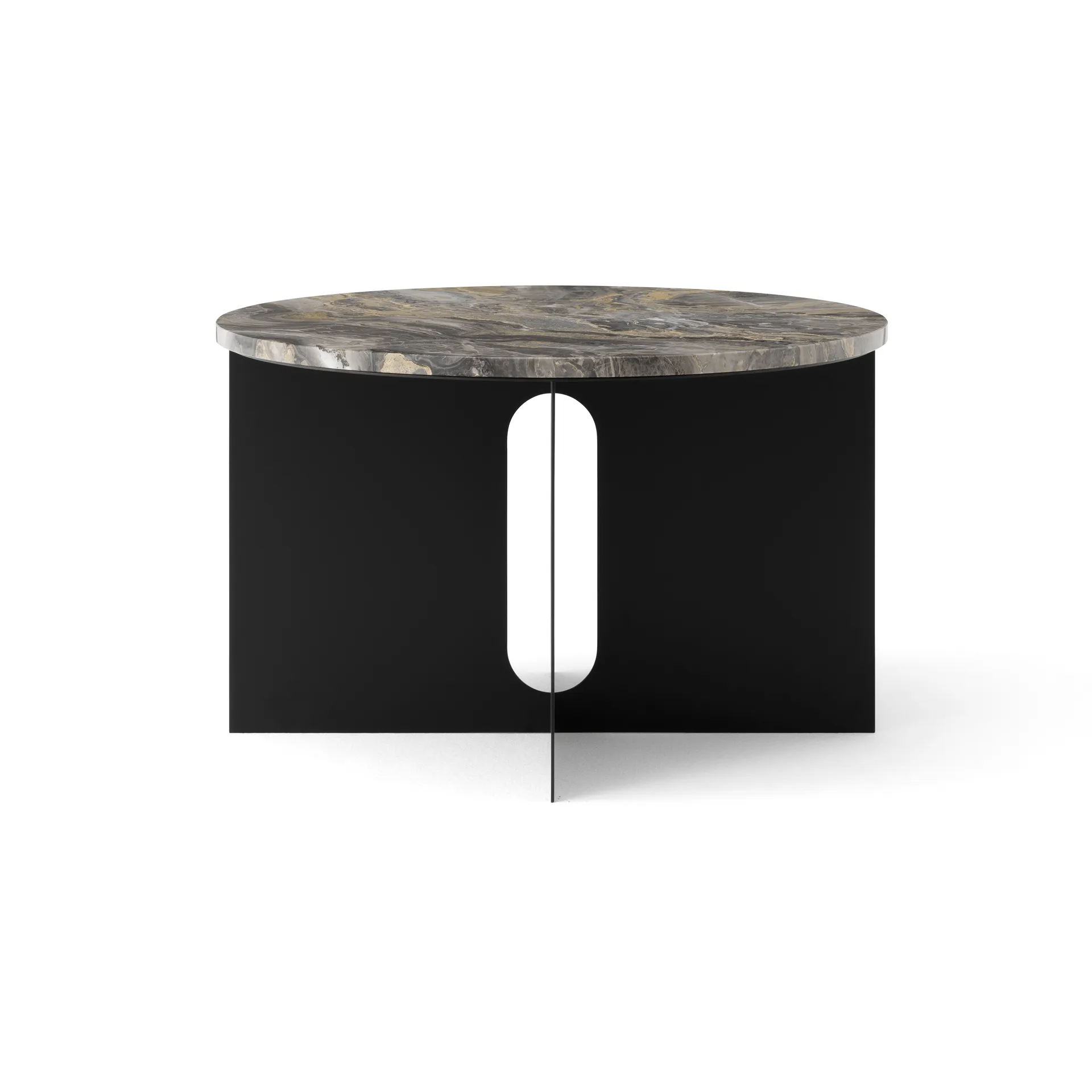 Mesa auxiliar Androgyne, Mármol Grey-acero negro, Ø65 cm Audo Copenhagen