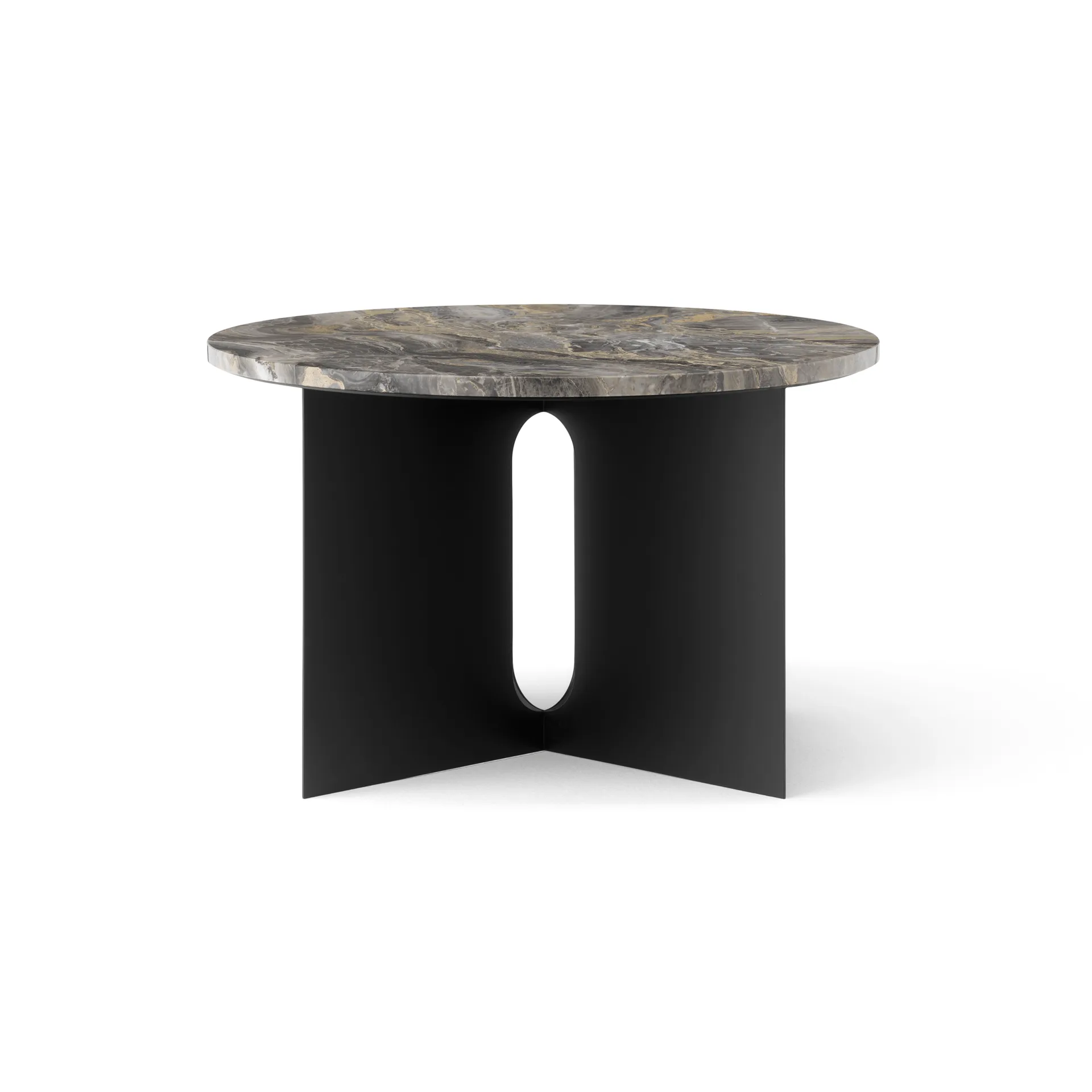 Mesa auxiliar Androgyne, Mármol Grey-acero negro, Ø65 cm Audo Copenhagen