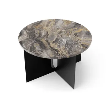 Mesa auxiliar Androgyne - Mármol Grey-acero negro, Ø65 cm - Audo Copenhagen