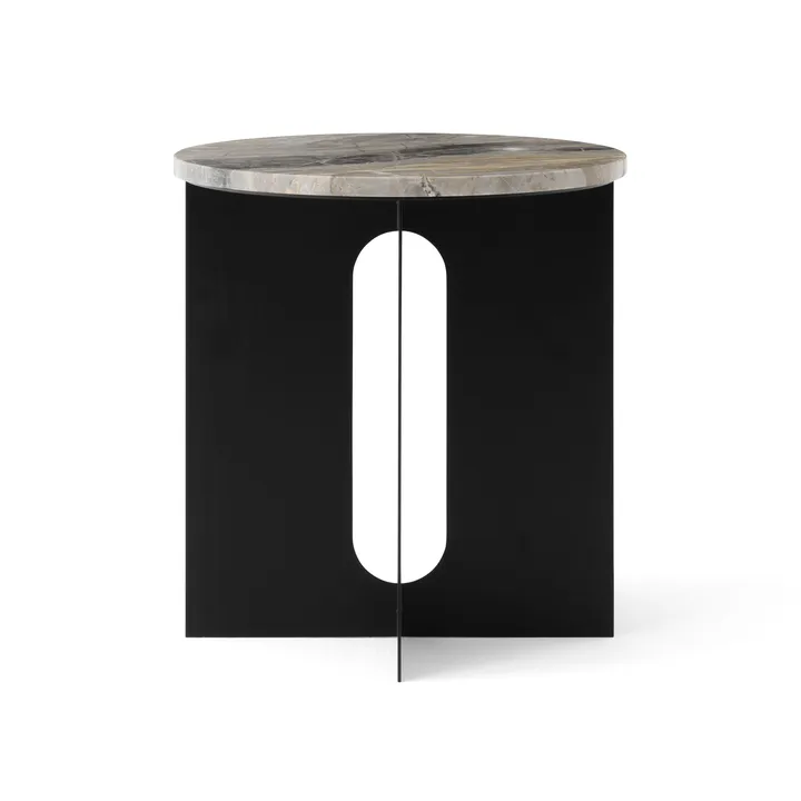Mesa auxiliar Androgyne - Mármol Grey Galaxy-acero negro, Ø42 cm - Audo Copenhagen