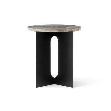 Mesa auxiliar Androgyne - Mármol Grey Galaxy-acero negro, Ø42 cm - Audo Copenhagen