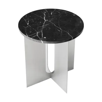 Mesa auxiliar Androgyne - Nero Maquina mármol-acero cepillado, Ø42 cm - Audo Copenhagen