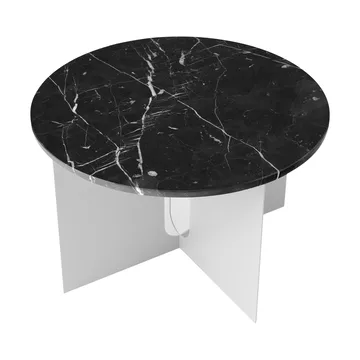 Mesa auxiliar Androgyne - Nero Maquina mármol-acero cepillado, Ø65 cm - Audo Copenhagen