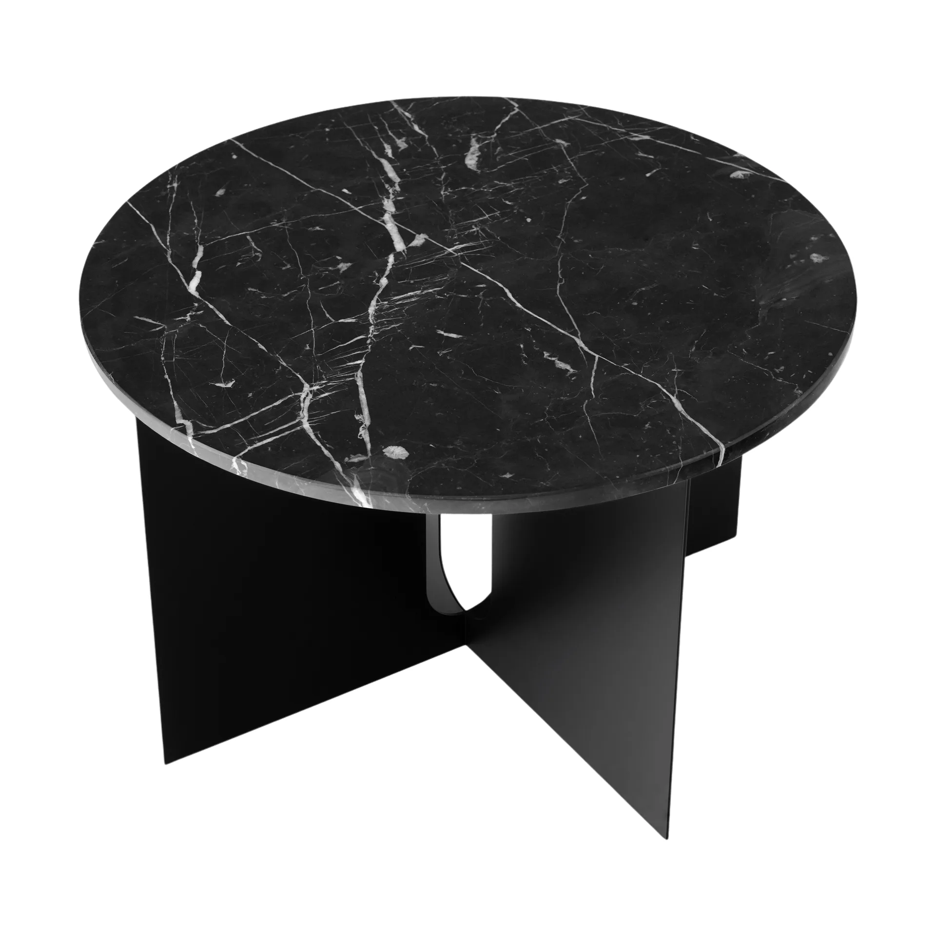 Mesa auxiliar Androgyne, Nero Marquina mármol-negro acero, Ø65 cm Audo Copenhagen