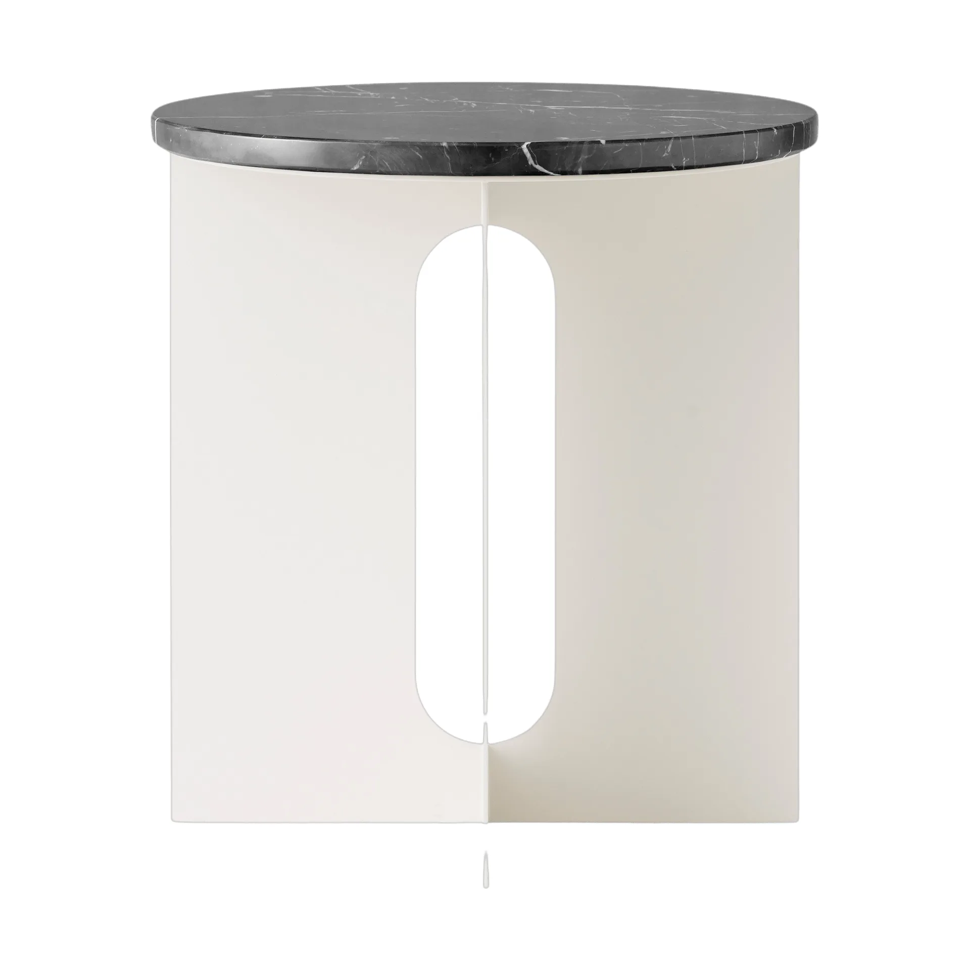 Mesa auxiliar Androgyne, Nero Marquina marmor-ivory acero, Ø42 cm Audo Copenhagen