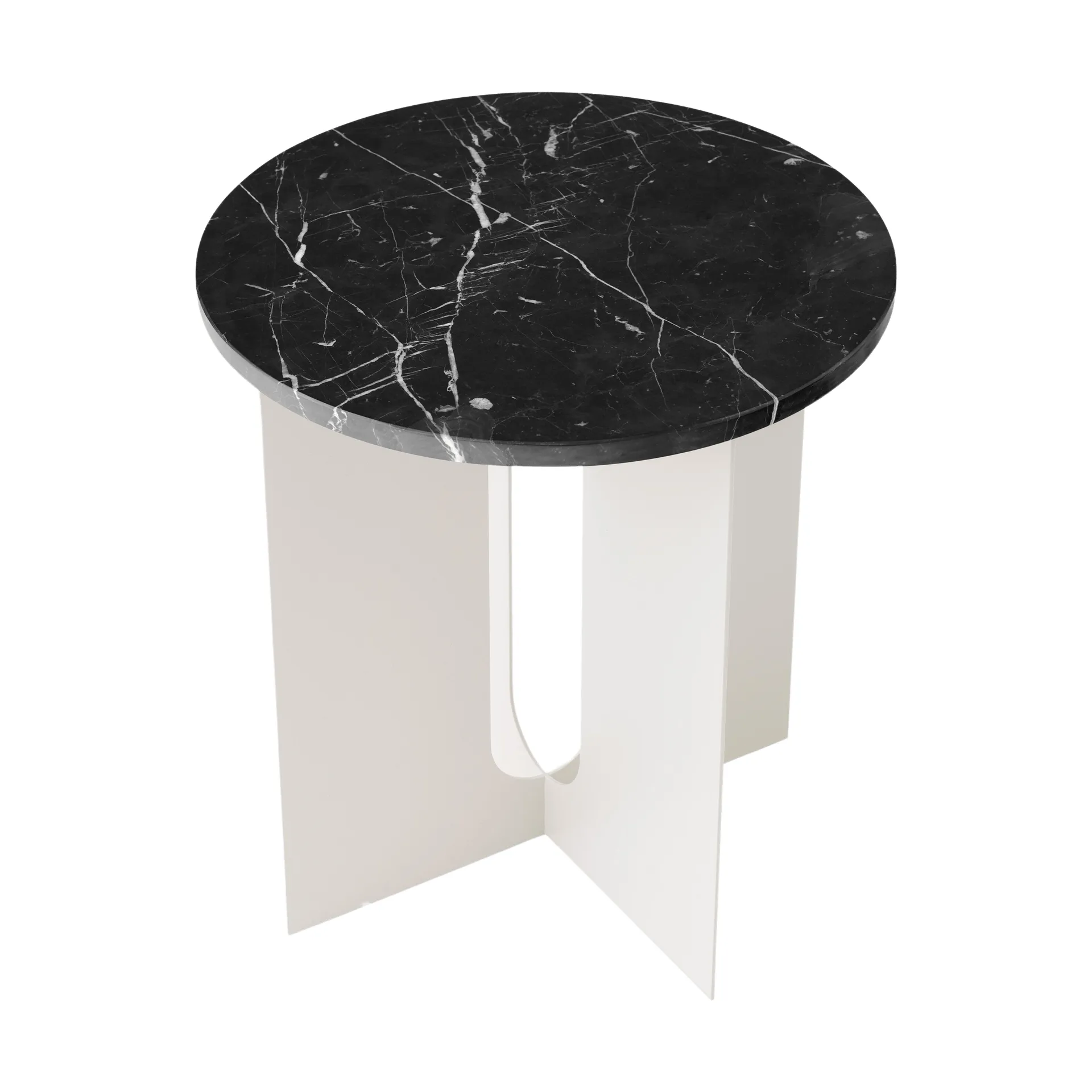 Mesa auxiliar Androgyne, Nero Marquina marmor-ivory acero, Ø42 cm Audo Copenhagen