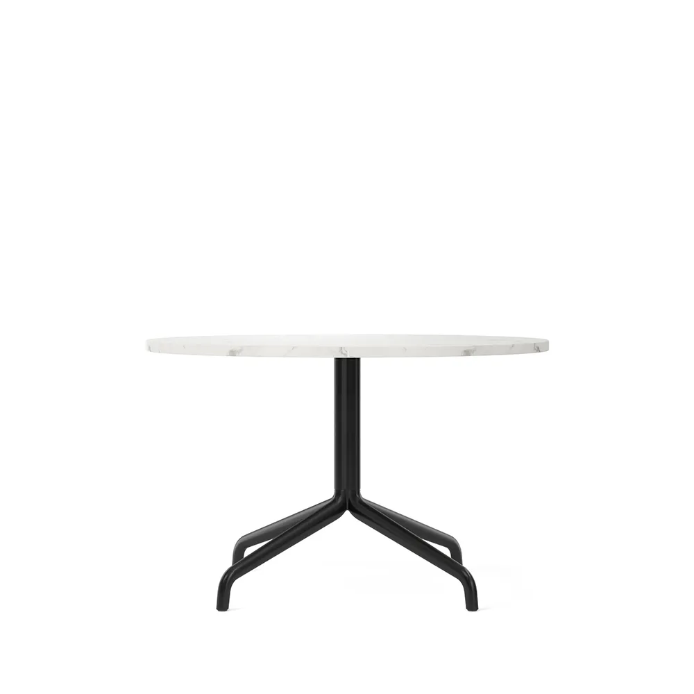 Mesa lounge Harbour Column, Marble offwhite, base de acero en color negro Audo Copenhagen