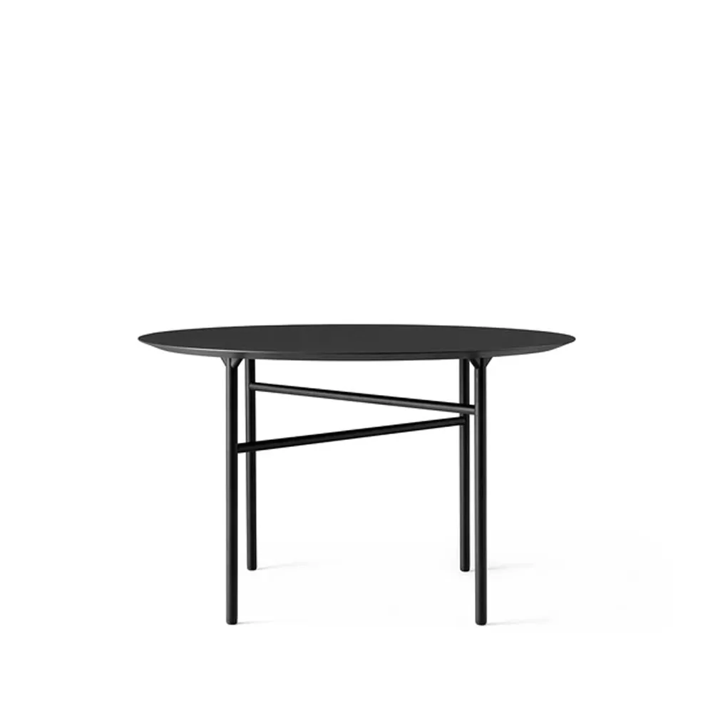 Mesa redonda Snaregade Round, Charcoal linoleum, ø120 cm, patas de acero en negro Audo Copenhagen
