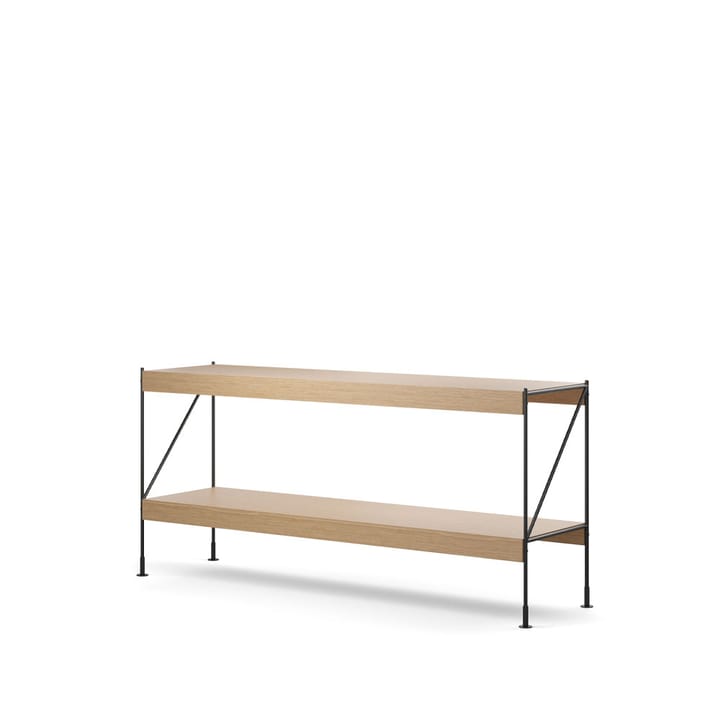 Módulo de estantería Zet, Natural oak, 1x2, black steel base Audo Copenhagen